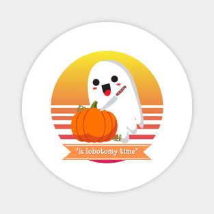 Halloween Cute Ghost Carving a Pumpkin *Is Lobotomy Time* Magnet